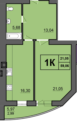 1-комнатная 59.06 м² в ЖК Europa Haus от 21 550 грн/м², Ровно