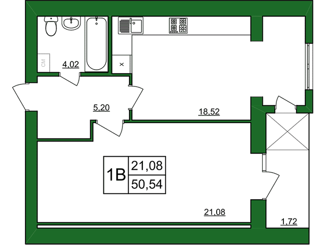 1-кімнатна 50.54 м² в ЖК Лавровий від забудовника, Рівне