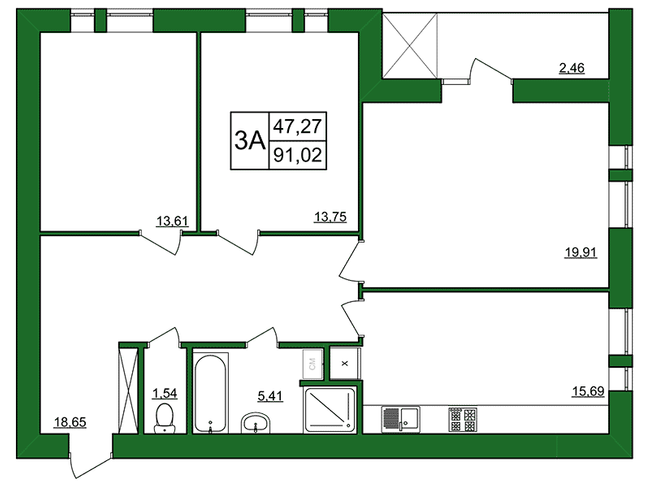 3-кімнатна 91.02 м² в ЖК Лавровий від 11 900 грн/м², Рівне