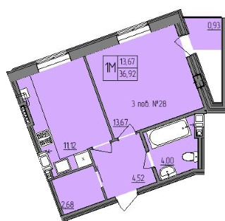 1-комнатная 36.92 м² в ЖК Villa Viola от 15 000 грн/м², Ровно