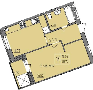 1-кімнатна 38.77 м² в ЖК Villa Viola від 15 000 грн/м², Рівне