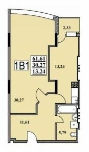 1-кімнатна 61.61 м² в ЖК Тихий центр від 19 500 грн/м², Черкаси