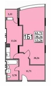 1-комнатная 61.71 м² в ЖК Тихий центр от 18 000 грн/м², Черкассы