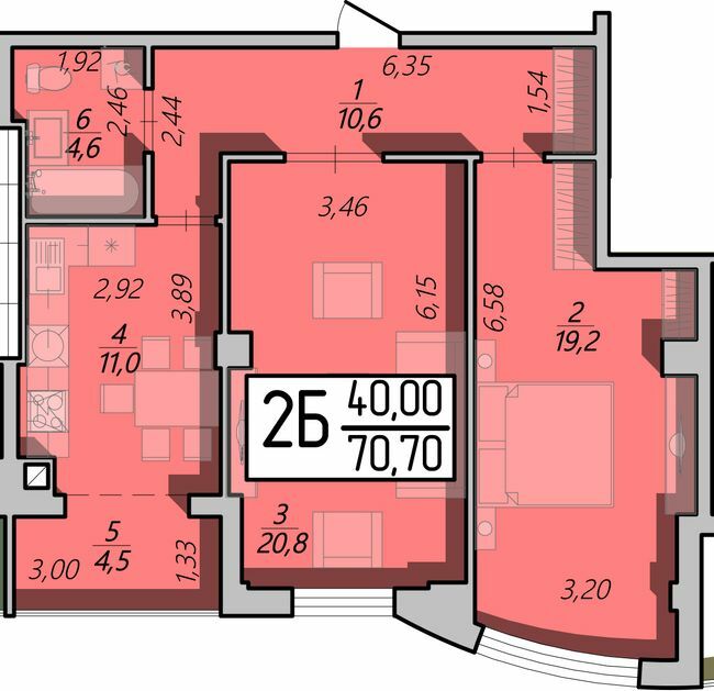 2-кімнатна 70.7 м² в ЖК Арена від 15 500 грн/м², Рівне