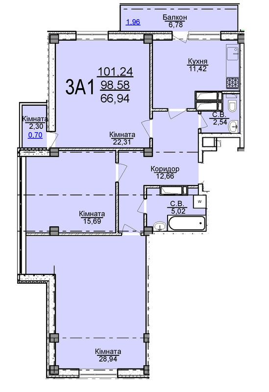 3-комнатная 101.24 м² в ЖК Пушкина от 19 000 грн/м², Черкассы