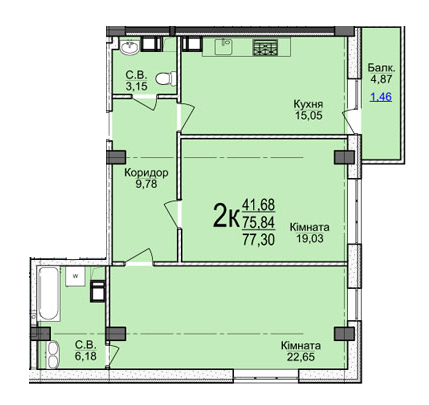 2-комнатная 77.3 м² в ЖК Свято-Троицкий посад от 15 000 грн/м², Черкассы