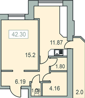 1-кімнатна 42.3 м² в ЖК Новий Парковий від забудовника, Черкаси