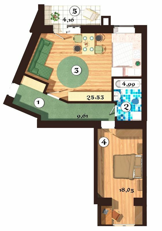 1-комнатная 59.4 м² в ЖК Тарасова світлиця от 8 500 грн/м², г. Канев