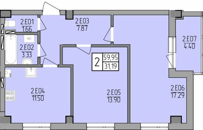 2-комнатная 59.95 м² в ЖК на вул. Транспортна, 10 от 20 800 грн/м², Ровно