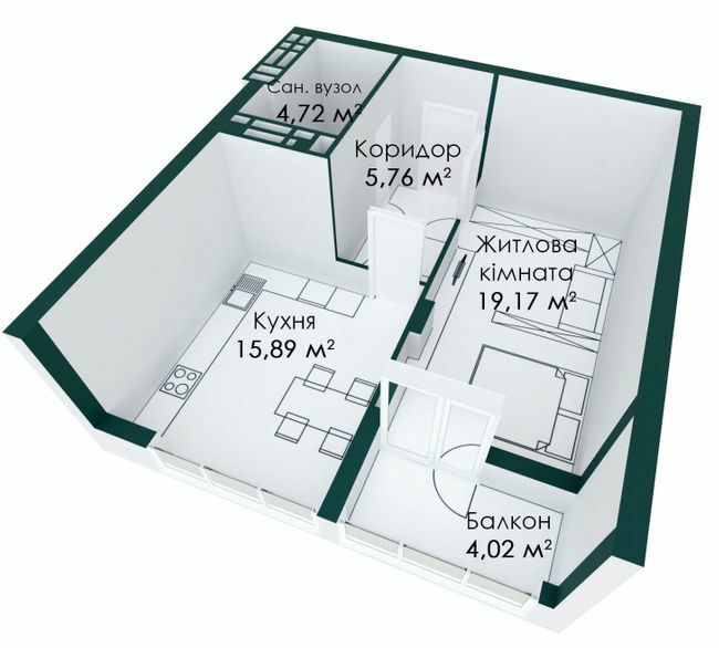 1-кімнатна 49.56 м² в ЖК Простір від 15 000 грн/м², м. Вараш