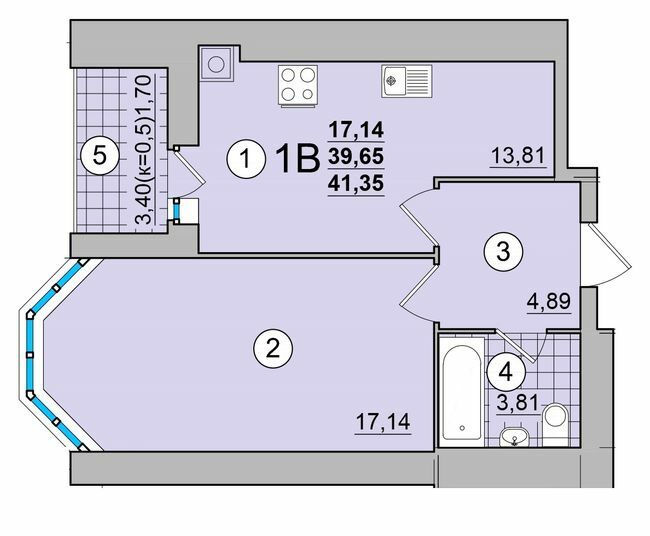 1-кімнатна 41.35 м² в ЖК на вул. Мазепи, 23 від забудовника, Чернігів