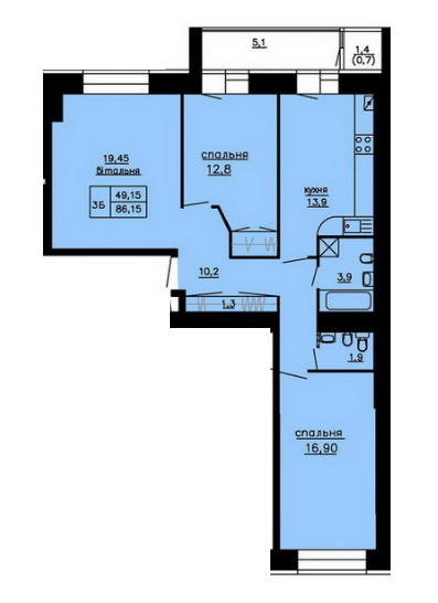 3-кімнатна 86.15 м² в ЖК Варшавський мікрорайон від 13 000 грн/м², Тернопіль