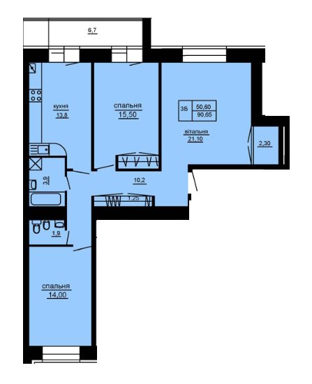 3-кімнатна 90.65 м² в ЖК Варшавський мікрорайон від 13 000 грн/м², Тернопіль