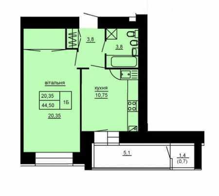 1-комнатная 44.5 м² в ЖК Парковый комплекс от 16 000 грн/м², Тернополь