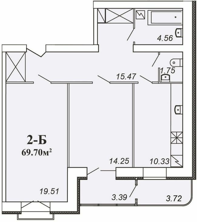 2-кімнатна 69.7 м² в ЖК Парковий від 11 200 грн/м², Чернігів