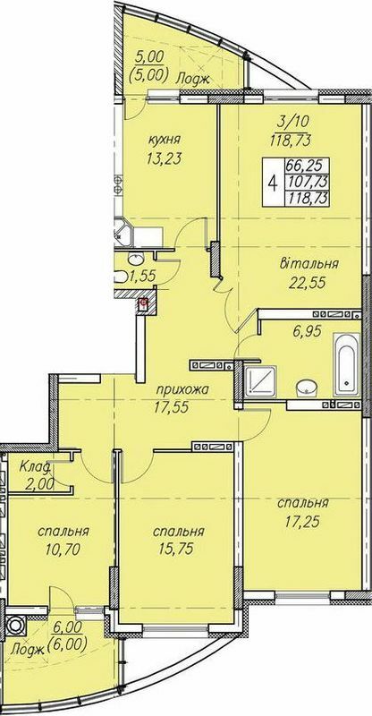 4-кімнатна 118.73 м² в ЖК Панорама від 14 000 грн/м², Тернопіль