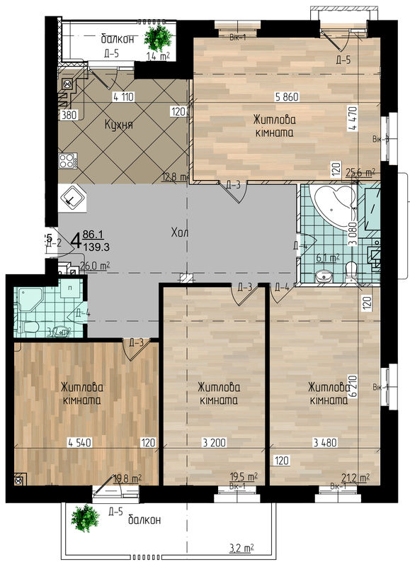 4-комнатная 139.3 м² в ЖК Garden Hall от 17 100 грн/м², с. Чагор