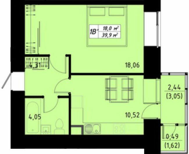 1-кімнатна 39.9 м² в ЖК по пров. Галицький від 15 000 грн/м², Тернопіль