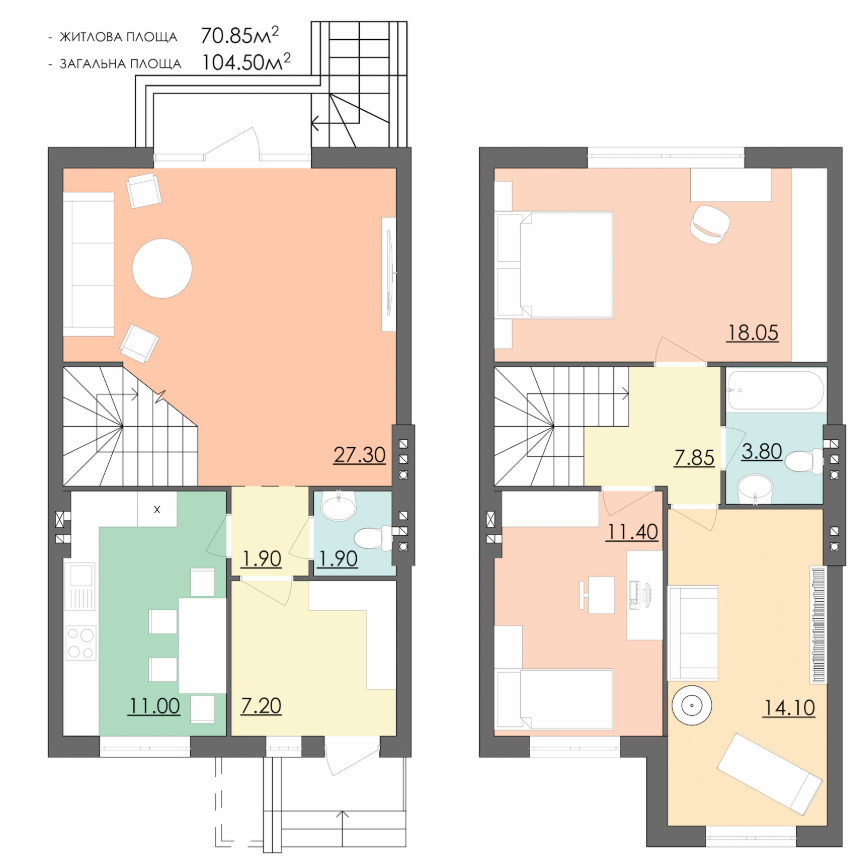 Таунхаус 104.5 м² в Таунхаус Мальованка от 12 536 грн/м², Черновцы