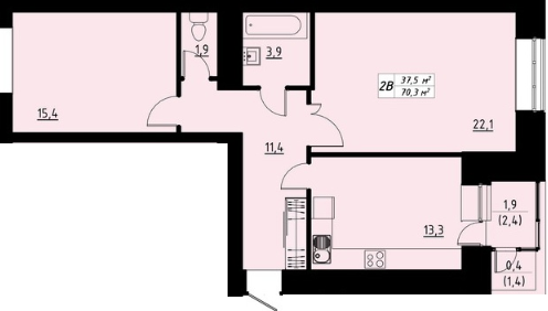 2-кімнатна 79.3 м² в ЖК Green Line від 14 350 грн/м², Тернопіль