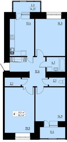 3-кімнатна 95.1 м² в ЖК Green Line від 14 350 грн/м², Тернопіль