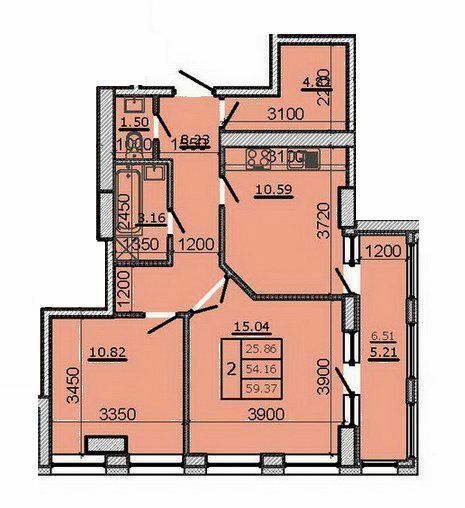 2-комнатная 59.37 м² в ЖК Метрополь от 19 500 грн/м², Тернополь