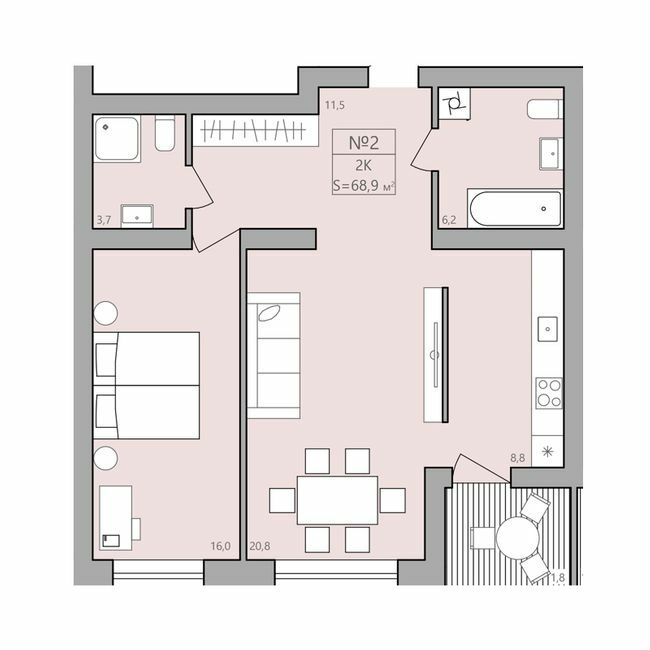 2-кімнатна 68.9 м² в ЖК ЕкоДім від 11 500 грн/м², с. Петриків