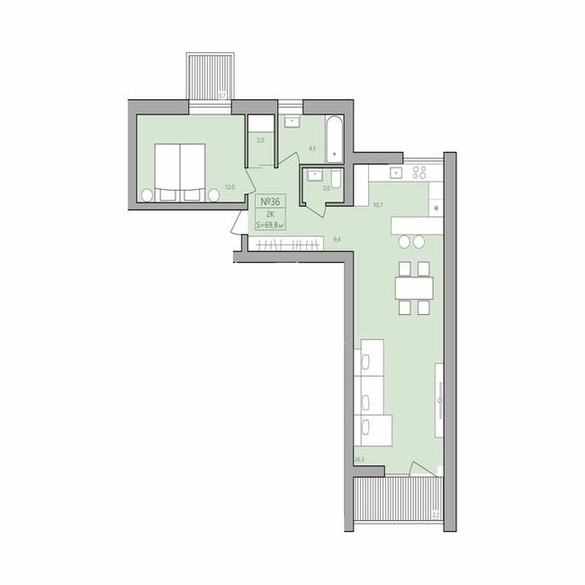 2-комнатная 69.8 м² в ЖК ЭкоДом от 11 500 грн/м², с. Петриков