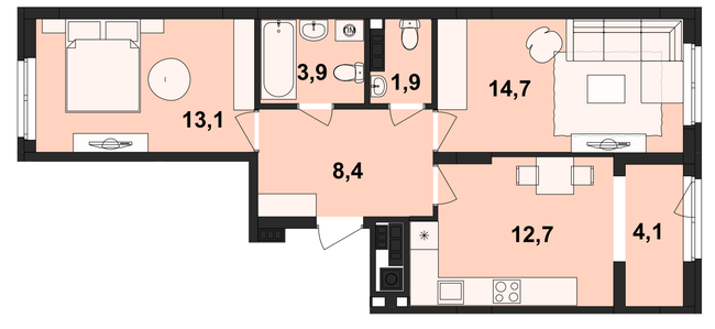 2-кімнатна 58.8 м² в ЖК Київський від 19 200 грн/м², Чернівці