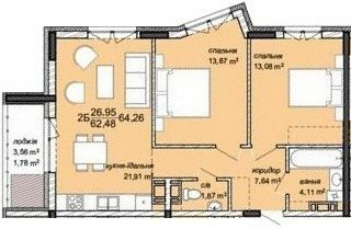 2-комнатная 64.26 м² в ЖК Канада от 11 500 грн/м², г. Чортков