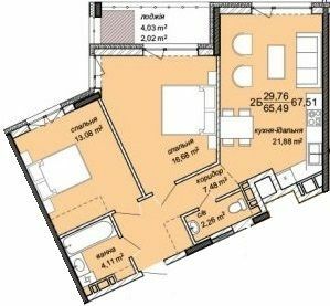 2-комнатная 67.51 м² в ЖК Канада от 11 500 грн/м², г. Чортков