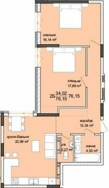 2-комнатная 76.15 м² в ЖК Канада от 11 500 грн/м², г. Чортков