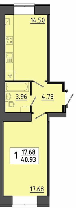 1-комнатная 40.93 м² в ЖК Квартал Энергия от 16 400 грн/м², Тернополь