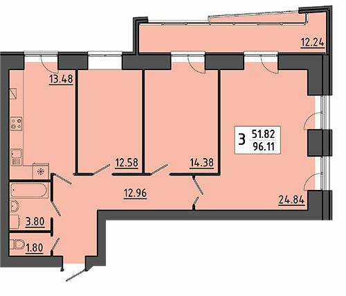 3-комнатная 96.11 м² в ЖК Квартал Энергия от 15 500 грн/м², Тернополь