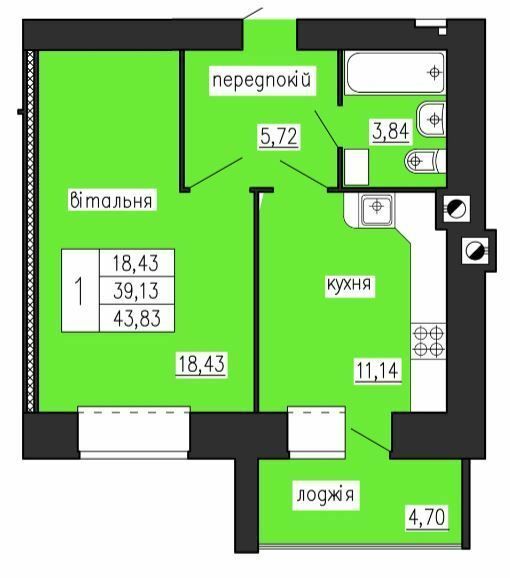 1-кімнатна 43.83 м² в ЖК на вул. Лучаківського-Тролейбусна від 16 000 грн/м², Тернопіль