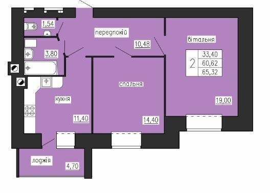 2-комнатная 65.32 м² в ЖК на ул. Лучаковского-Троллейбусная от 18 000 грн/м², Тернополь