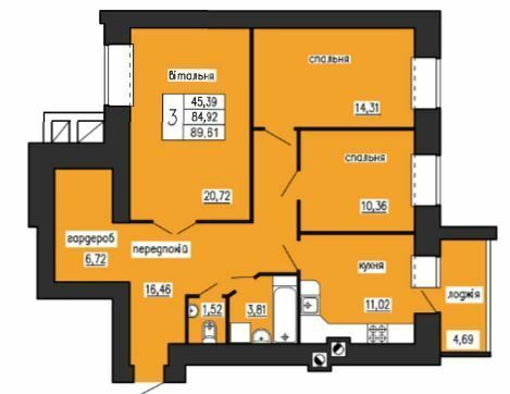 3-комнатная 89.61 м² в ЖК на ул. Лучаковского-Троллейбусная от 16 500 грн/м², Тернополь