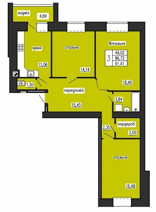 3-кімнатна 91.41 м² в ЖК на вул. Лучаківського-Тролейбусна від 17 000 грн/м², Тернопіль