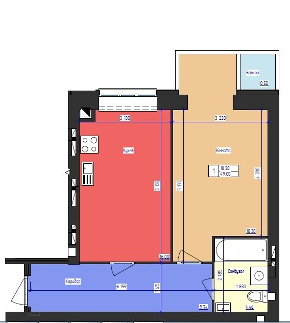 1-комнатная 49 м² в ЖК Южный квартал от застройщика, Черновцы