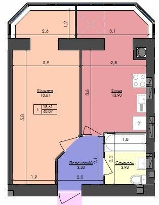 1-кімнатна 40.07 м² в ЖК Південний квартал від 17 300 грн/м², Чернівці