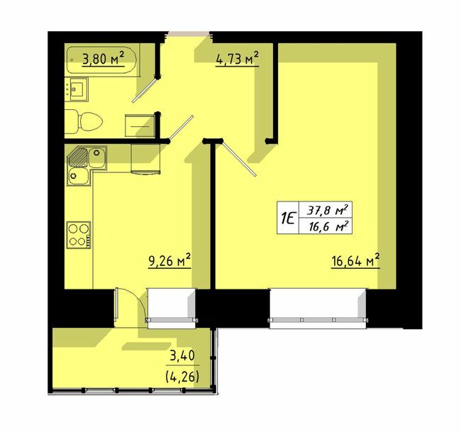 1-кімнатна 37.8 м² в ЖК на вул. Бенцаля, 7 від забудовника, Тернопіль