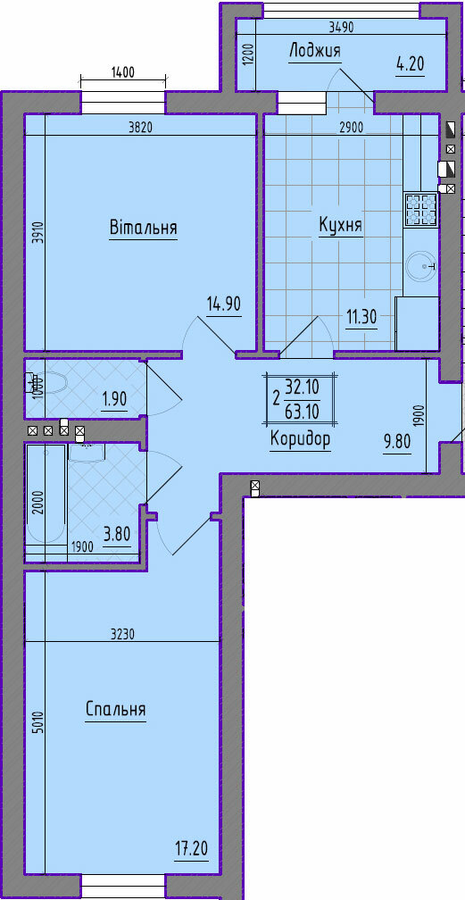 2-комнатная 63.1 м² в ЖК Затишний квартал от 15 700 грн/м², с. Чагор