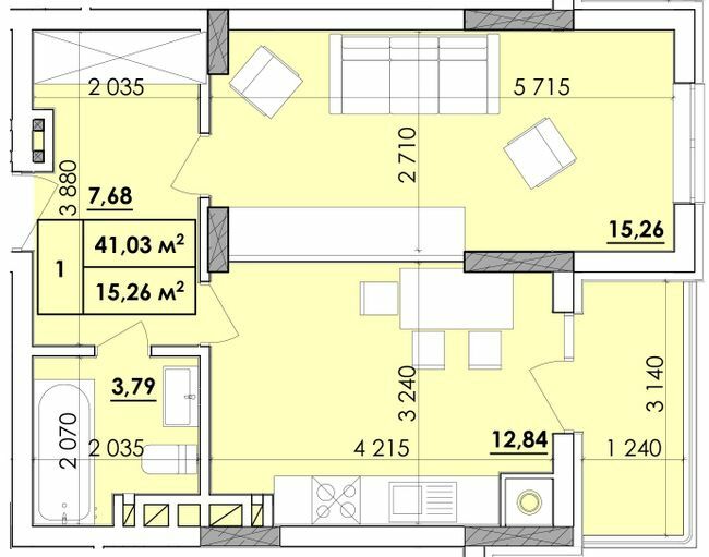 1-комнатная 41.03 м² в ЖК Венский Квартал от 18 200 грн/м², Черновцы