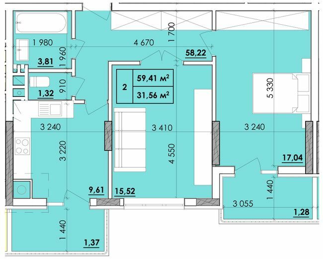 2-кімнатна 59.41 м² в ЖК Віденський Квартал від 18 200 грн/м², Чернівці