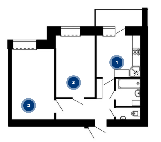 2-комнатная 58.42 м² в ЖК Острозький от 18 500 грн/м², Тернополь