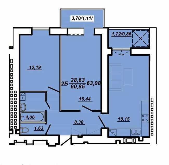 2-комнатная 63.08 м² в ЖК на вул. Яреми / вул. Текстильна от 11 500 грн/м², Тернополь