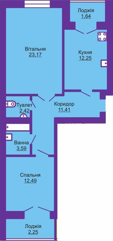 2-комнатная 69.22 м² в ЖК Шевченківський гай от застройщика, с. Гаи-Шевченковские