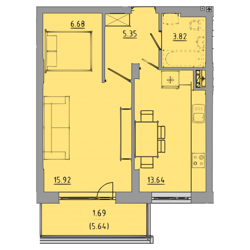 1-кімнатна 47.1 м² в ЖК Централ Хол від 26 000 грн/м², Тернопіль