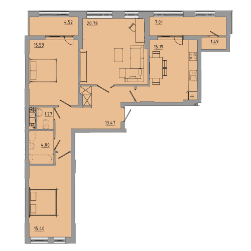 3-комнатная 99.2 м² в ЖК Централ Холл от 24 000 грн/м², Тернополь