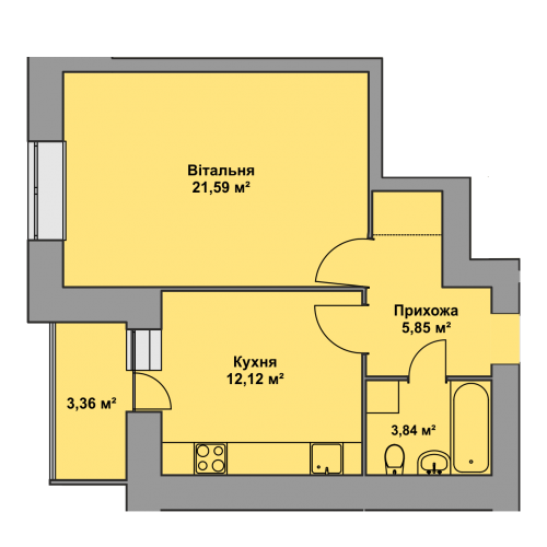 1-кімнатна 46.76 м² в ЖК Східна Брама від 15 200 грн/м², Тернопіль